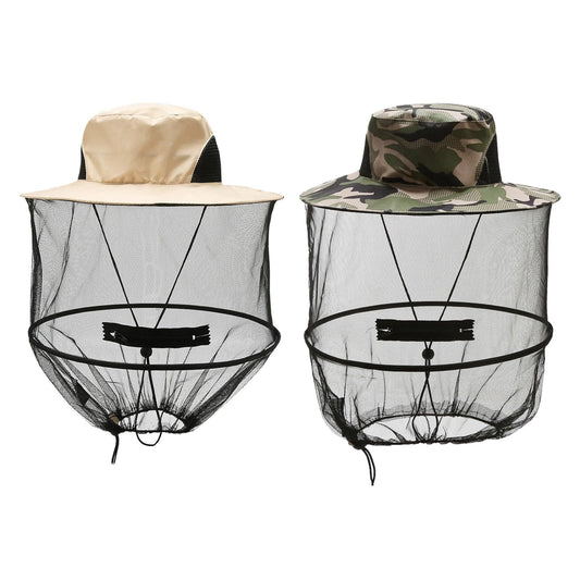 2 Pcs Anti Mosquito Hat for Fishing, Outdoor, Wide Brim Mesh Sun Hat (Assorted Colours) V1308-DSZKI-509