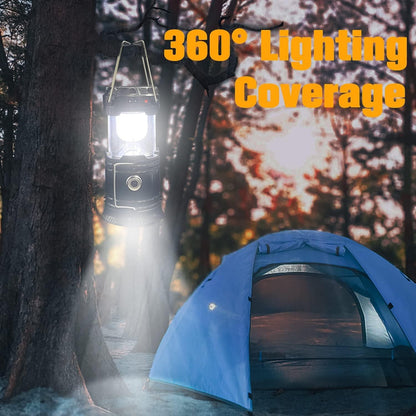 4 Pack Foldable Camping Lantern, Solar and USB Rechargeable, Lightweight Waterproof (Black) V1308-DSZKI-513