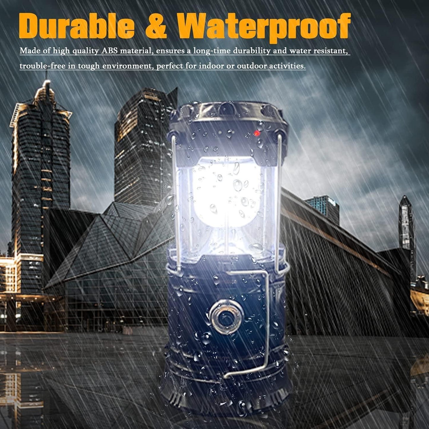 4 Pack Foldable Camping Lantern, Solar and USB Rechargeable, Lightweight Waterproof (Black) V1308-DSZKI-513