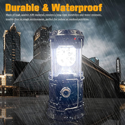 4 Pack Foldable Camping Lantern, Solar and USB Rechargeable, Lightweight Waterproof (Black) V1308-DSZKI-513