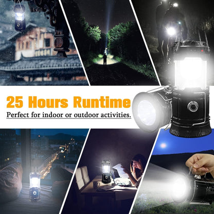 4 Pack Foldable Camping Lantern, Solar and USB Rechargeable, Lightweight Waterproof (Black) V1308-DSZKI-513