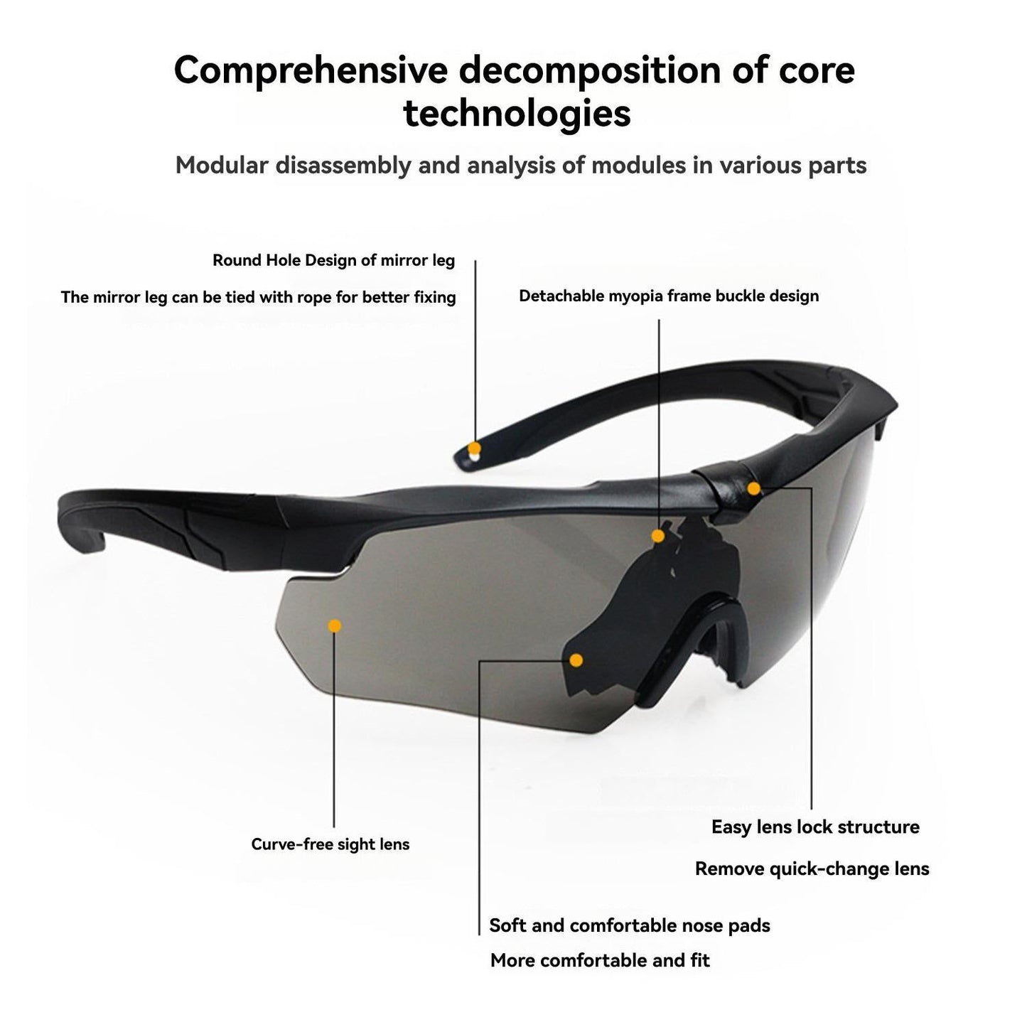 Outdoor Cycling Windproof Glasses, Black-Gray PC Frame Set(dark grey,Black frame pc set) V1308-DSZKI-520