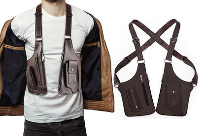 Outdoor Double Shoulder Armpit Bag with Multiple Pockets - Brown V1308-DSZKI-53-1