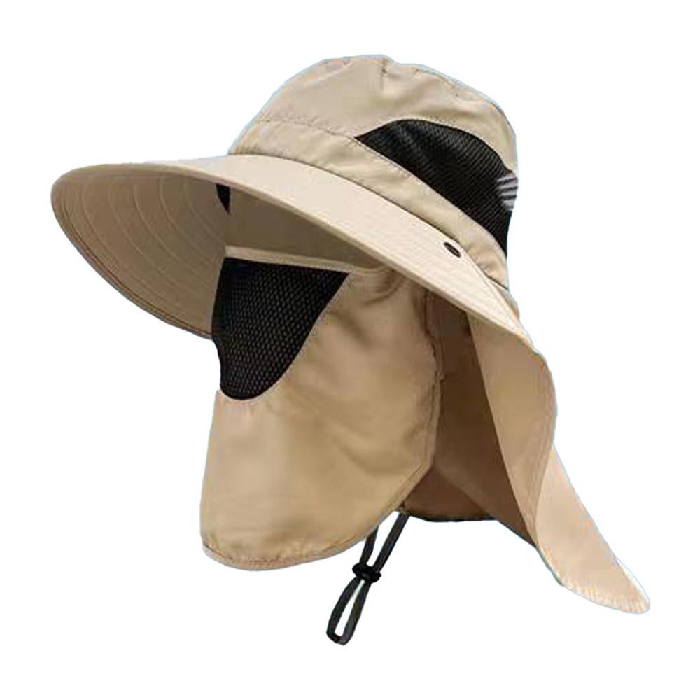 Fisherman Hat with Face Cover & Neck Flap Outdoors Sun Cap for Hiking Climbing V1308-DSZKI-547