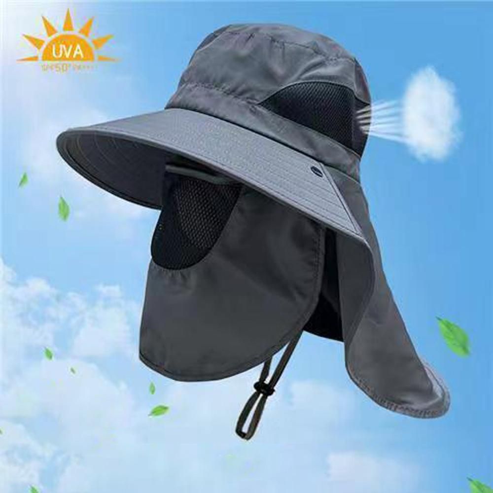 Fisherman Hat with Face Cover & Neck Flap Outdoors Sun Cap for Hiking Climbing V1308-DSZKI-547