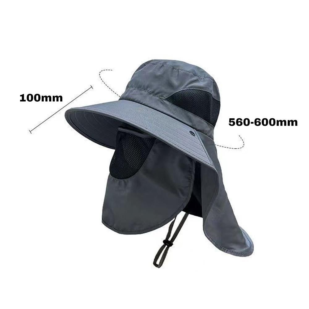 Fisherman Hat with Face Cover & Neck Flap Outdoors Sun Cap for Hiking Climbing V1308-DSZKI-547