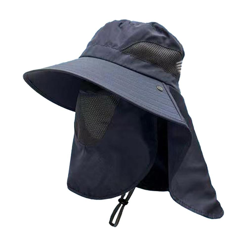 Fisherman Hat with Face Cover & Neck Flap Outdoors Sun Cap for Hiking Climbing V1308-DSZKI-547