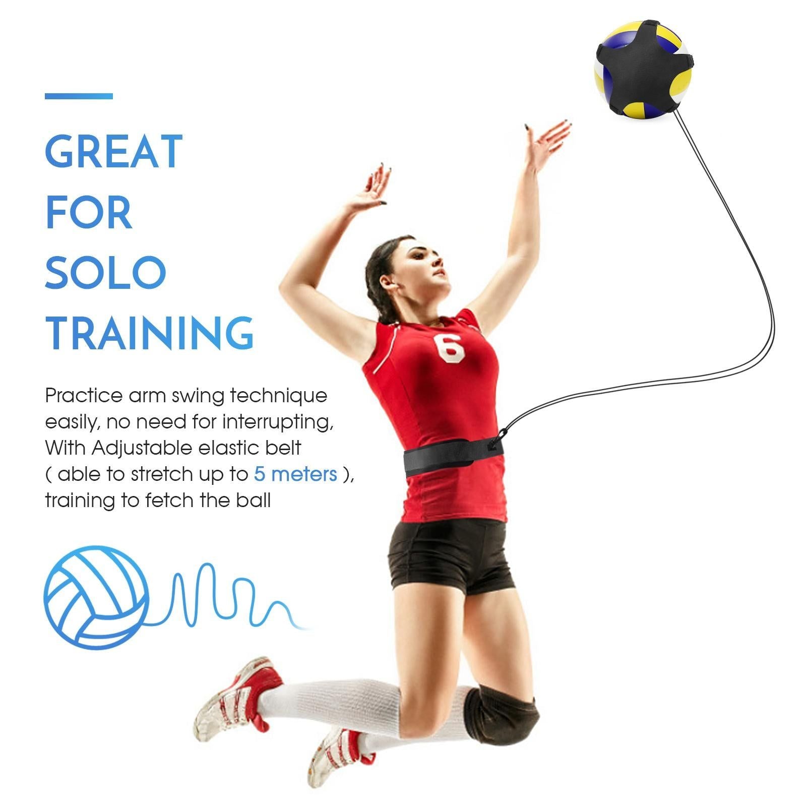 Volleyball Training Belt Solo Practice for Serving and Arm Swing (Black) V1308-DSZKI-548