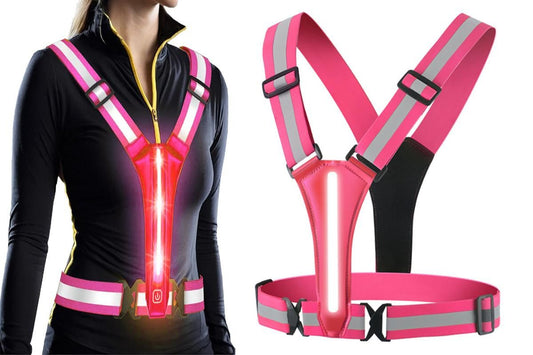 LED Reflective Vest Running Gear USB Rechargeable LED Light Up Vest High Visibility with Adjustable Waist and V1308-DSZKI-55-4