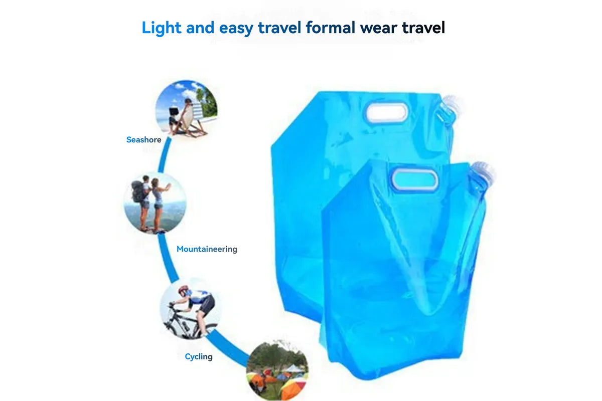 Collapsible Water Container 10L Reusable Camping Water Bag Blue 4 Pack V1308-DSZKI-553
