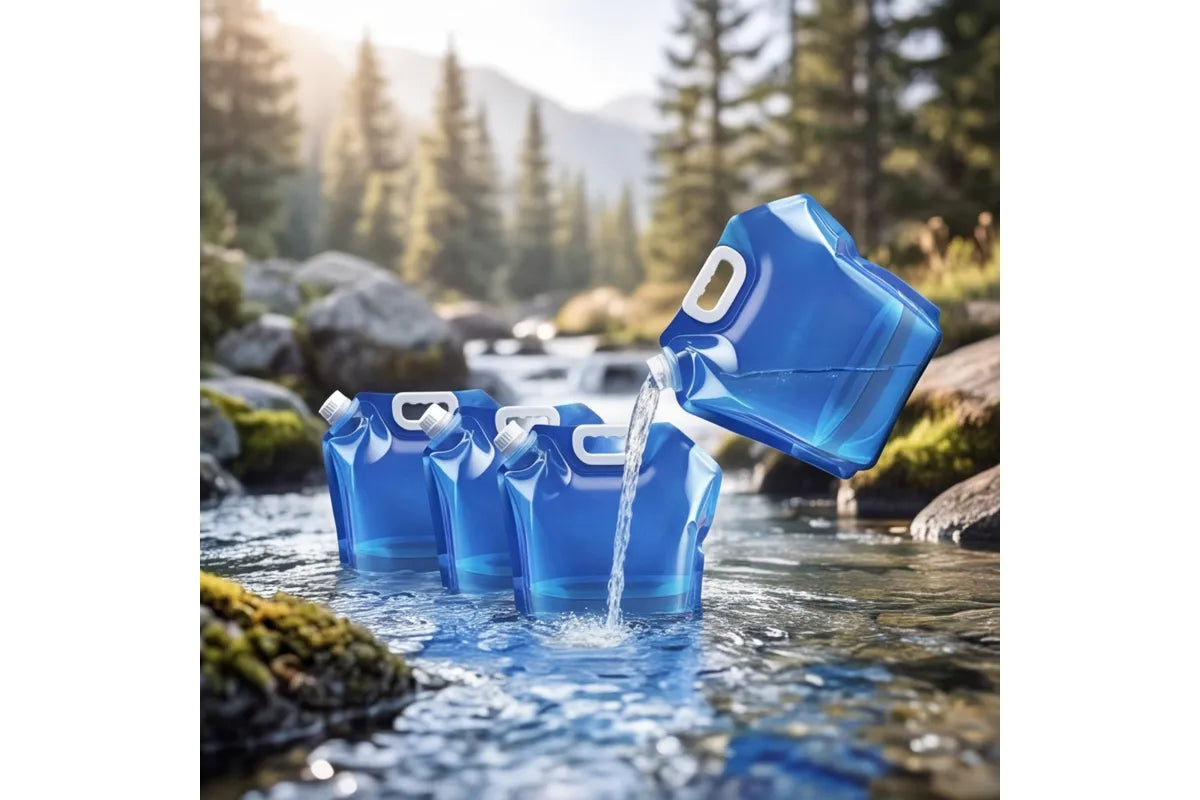 Collapsible Water Container 10L Reusable Camping Water Bag Blue 4 Pack V1308-DSZKI-553