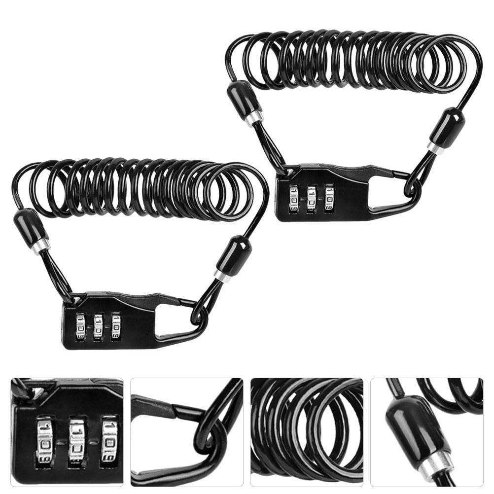 2pcs Bike 3-Digital Code Combination Lock Password Security Cable Lock for Bike V1308-DSZKI-557