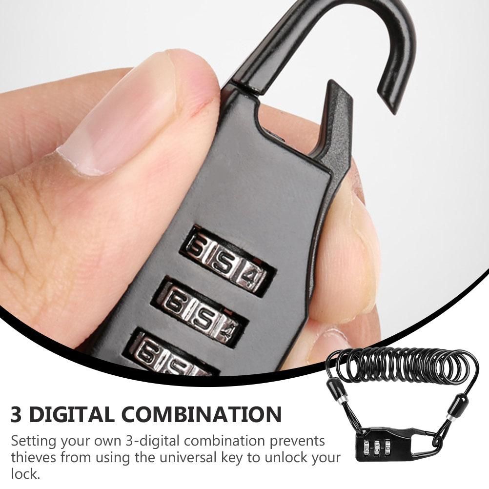 2pcs Bike 3-Digital Code Combination Lock Password Security Cable Lock for Bike V1308-DSZKI-557