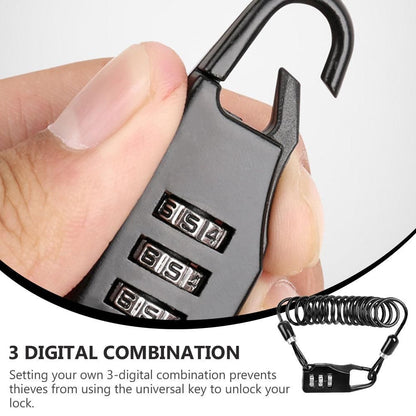 2pcs Bike 3-Digital Code Combination Lock Password Security Cable Lock for Bike V1308-DSZKI-557