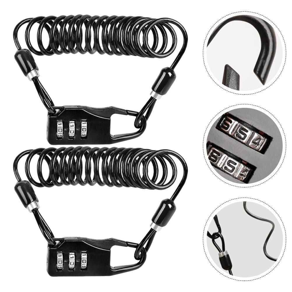 2pcs Bike 3-Digital Code Combination Lock Password Security Cable Lock for Bike V1308-DSZKI-557