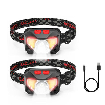2Pcs Rechargeable LED Headlamp with Motion Sensor V1308-DSZKI-571