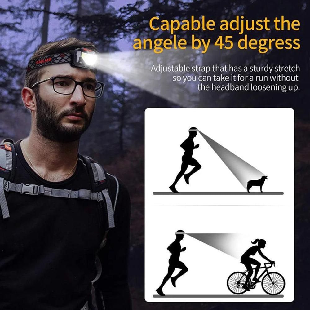2Pcs Rechargeable LED Headlamp with Motion Sensor V1308-DSZKI-571