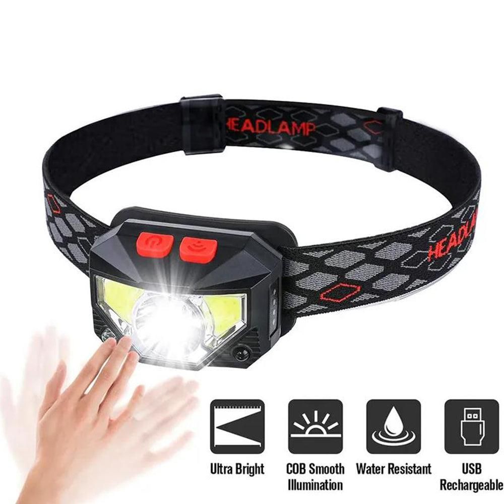 2Pcs Rechargeable LED Headlamp with Motion Sensor V1308-DSZKI-571