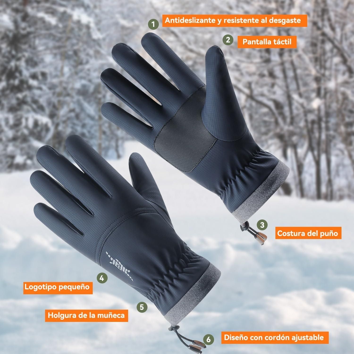 Ski Gloves Waterproof Touchscreen Winter Thermal Gloves Men Black L V1308-DSZKI-627-2