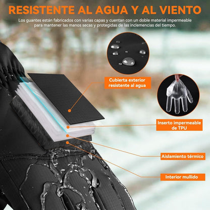 Ski Gloves Waterproof Touchscreen Winter Thermal Gloves Men Black M V1308-DSZKI-627-3