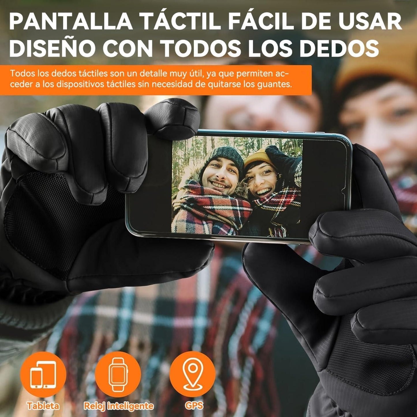 Ski Gloves Waterproof Touchscreen Winter Thermal Gloves Men Black M V1308-DSZKI-627-3