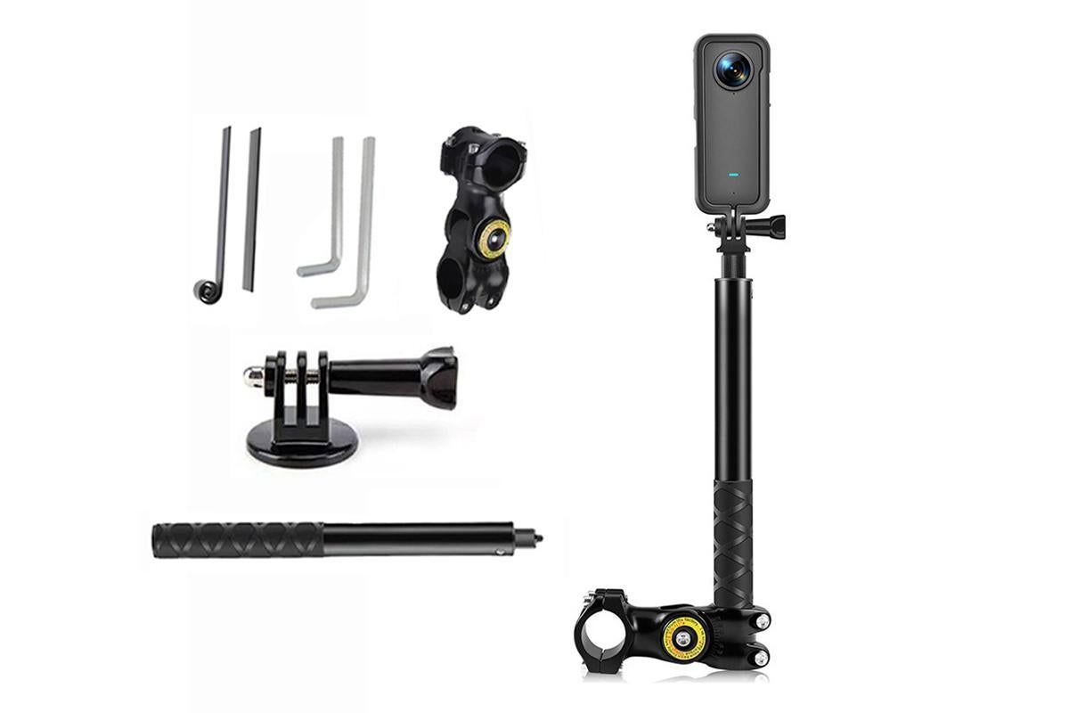 Bike Motorcycle Handlebar Camera Mount with Extendable Pole for GoPro Insta360 X3 Action Cameras V1308-DSZKI-63