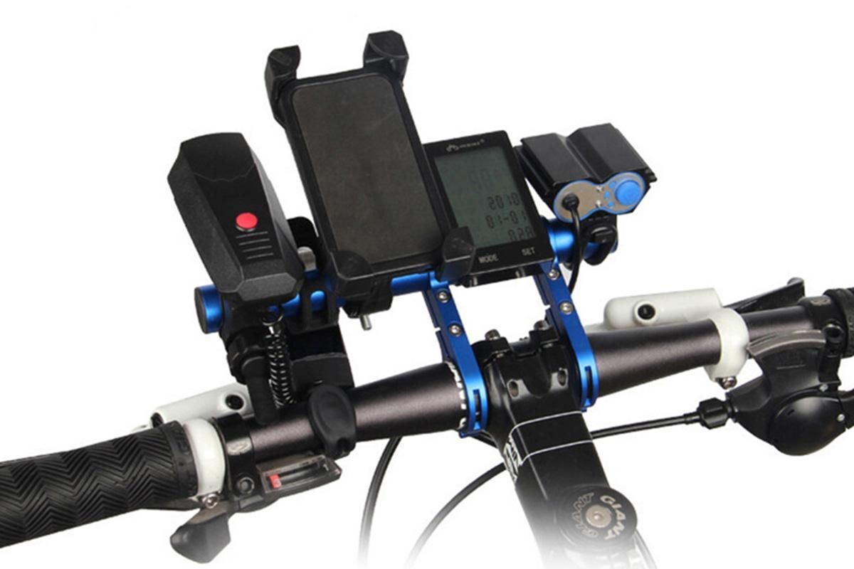 20cm Aluminum Alloy Bicycle Handlebar Extender Mount - Blue V1308-DSZKI-64-1