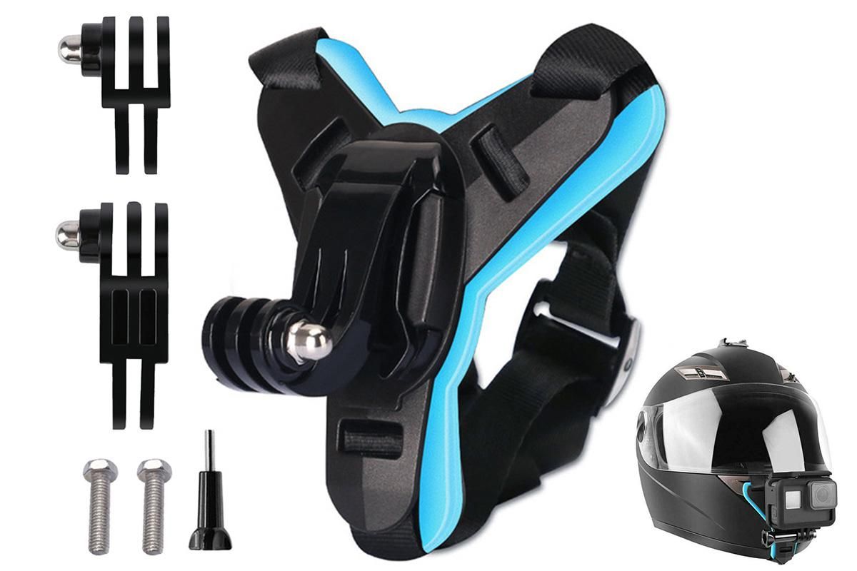 Motorcycle Helmet Chin Mount for Action Camera Quick Release Shockproof - Blue V1308-DSZKI-65-1