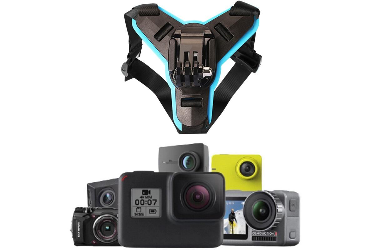 Motorcycle Helmet Chin Mount for Action Camera Quick Release Shockproof - Blue V1308-DSZKI-65-1