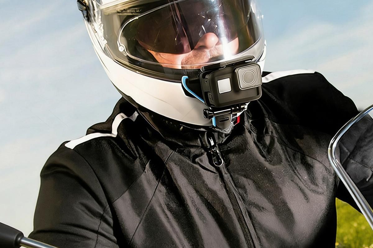 Motorcycle Helmet Chin Mount for Action Camera Quick Release Shockproof - Blue V1308-DSZKI-65-1
