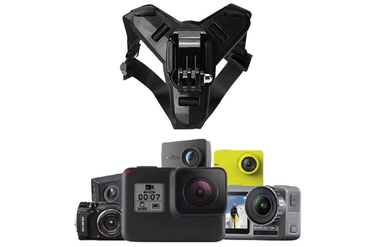 Motorcycle Helmet Chin Mount for Action Camera Quick Release Shockproof - Black V1308-DSZKI-65-2