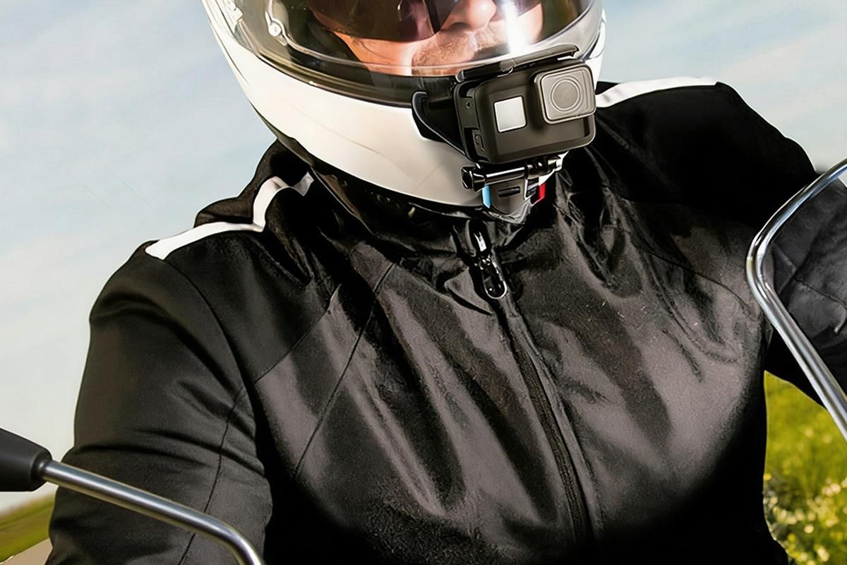 Motorcycle Helmet Chin Mount for Action Camera Quick Release Shockproof - Black V1308-DSZKI-65-2