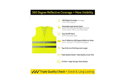 Safety Vests Bulk Pack - Reflective High Visibility, Men Women, Mesh 10 PACK Orange V1308-DSZKI-655-2