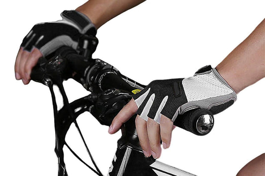 1 Pair Cycling Half Finger Bike Gloves With Anti Slip Pad For Unisex - Black & M V1308-DSZKI-74-1