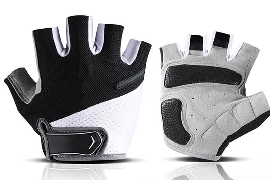 1 Pair Cycling Half Finger Bike Gloves With Anti Slip Pad For Unisex - Black & L V1308-DSZKI-74-2