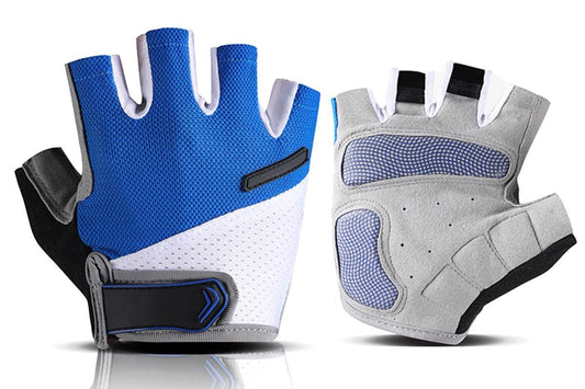 1 Pair Cycling Half Finger Bike Gloves With Anti Slip Pad For Unisex - Blue & XL V1308-DSZKI-74-5