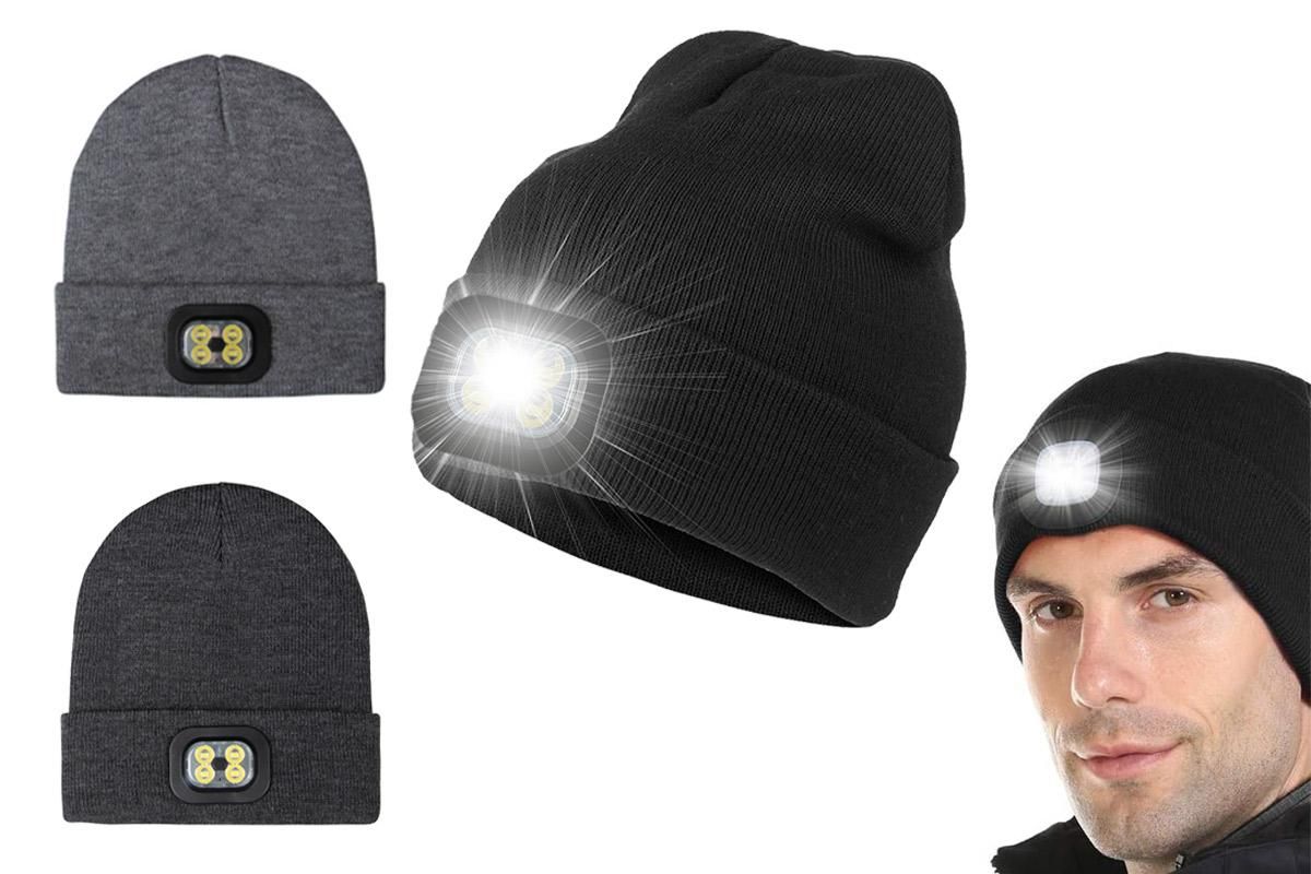 LED Beanie Hat USB Rechargeable LED Light Hat Winter Warm Knitted Hat Camping Workwear Hat with LED Light V1308-DSZKI-8-2