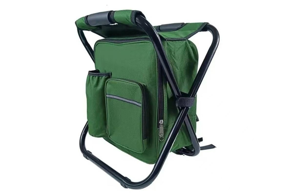 Portable Cooler Stool Multi-Function Folding Fishing Chair - Green