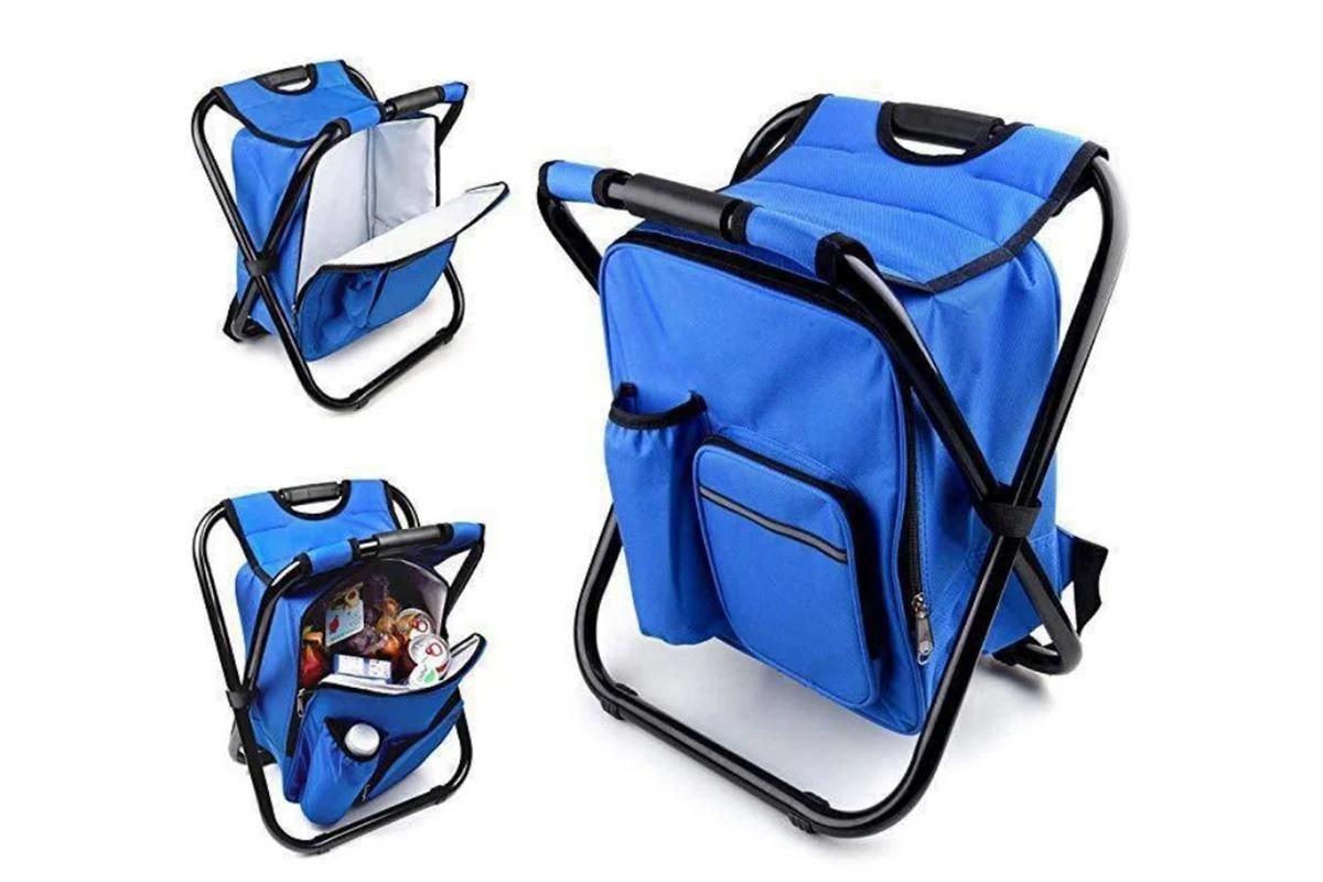 Portable Cooler Stool Multi-Function Folding Fishing Chair - Blue