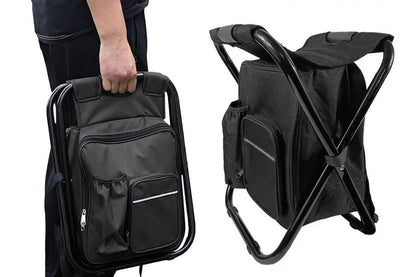 Portable Cooler Stool Multi-Function Folding Fishing Chair - Black