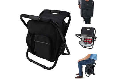 Portable Cooler Stool Multi-Function Folding Fishing Chair - Black