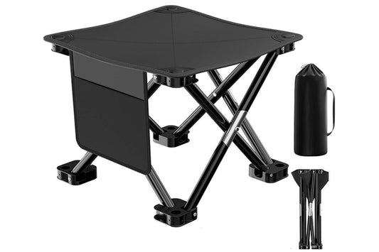 Portable Folding Camping Stool for Fishing Hiking Camping Seat with Carry Bag -Black / S