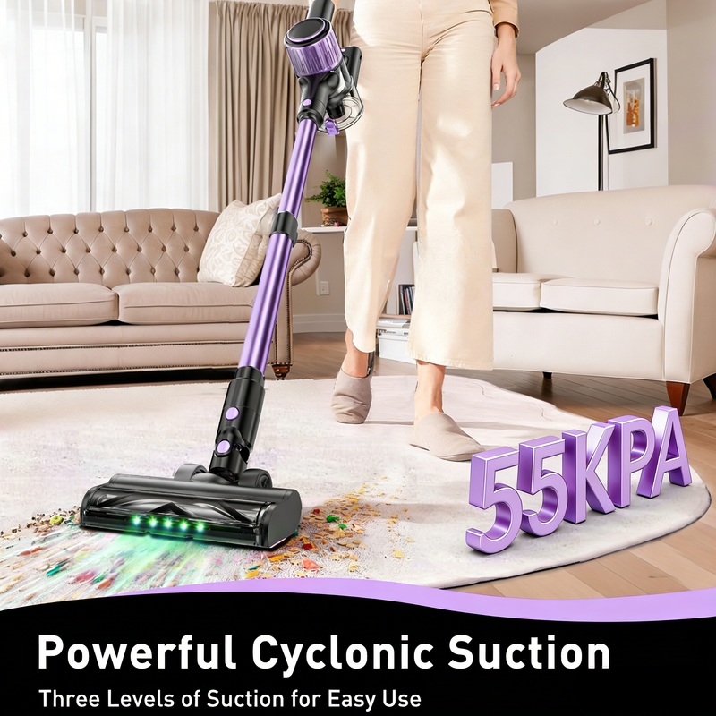 Cordless Vacuum Cleaner, 10 in 1 Stick Vacuum with Powerful Suction, Hose, Green LED Light, Anti-Tangle V1313-AU-A27V