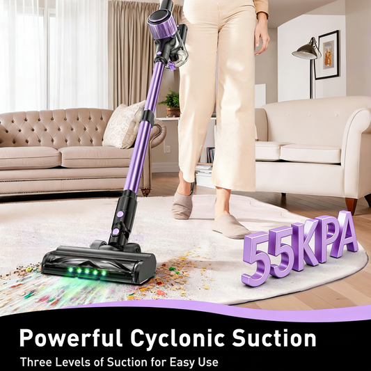 Cordless Vacuum Cleaner, 10 in 1 Stick Vacuum with Powerful Suction, Hose, Green LED Light, Anti-Tangle V1313-AU-A27V