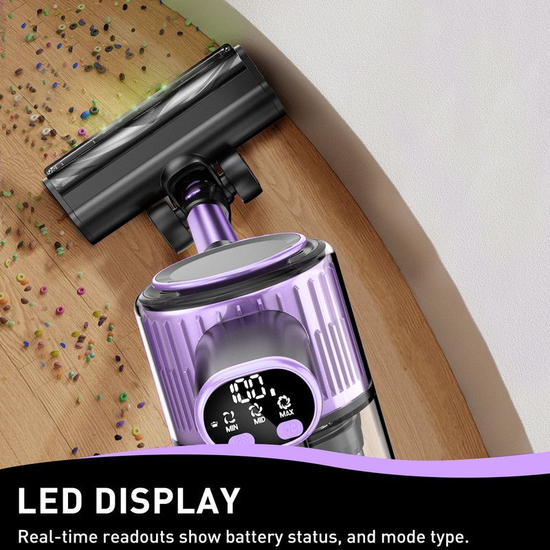 Cordless Vacuum Cleaner, 10 in 1 Stick Vacuum with Powerful Suction, Hose, Green LED Light, Anti-Tangle V1313-AU-A27V