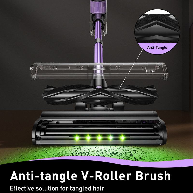 Cordless Vacuum Cleaner, 10 in 1 Stick Vacuum with Powerful Suction, Hose, Green LED Light, Anti-Tangle V1313-AU-A27V