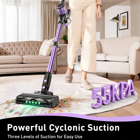Cordless Vacuum Cleaner, 10 in 1 Stick Vacuum with Powerful Suction, Hose, Green LED Light, Anti-Tangle V1313-AU-A27V-1