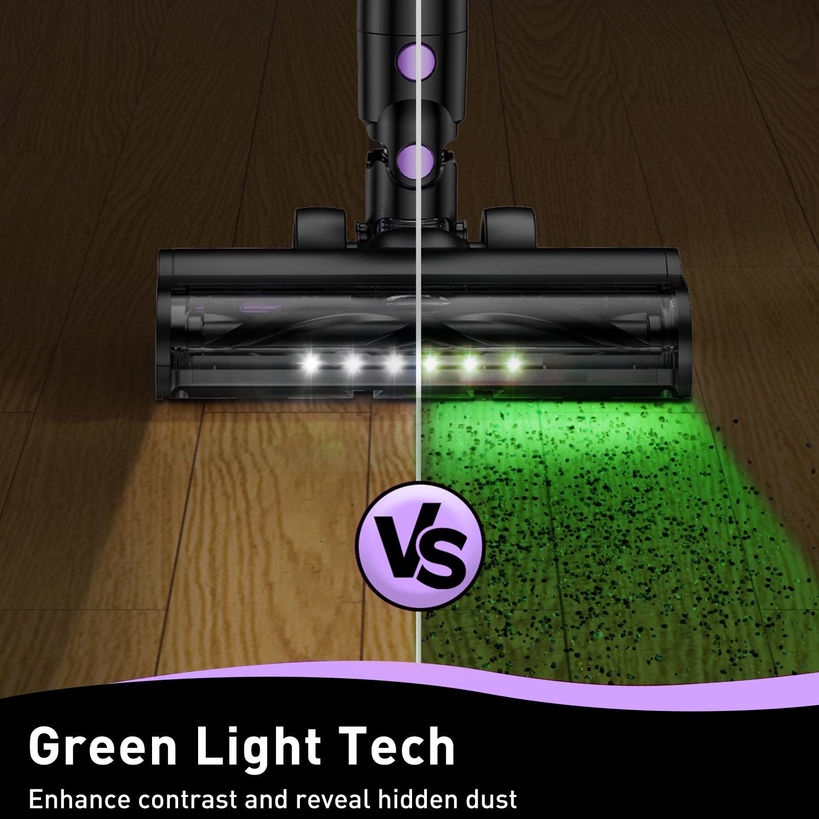 Cordless Vacuum Cleaner, 10 in 1 Stick Vacuum with Powerful Suction, Hose, Green LED Light, Anti-Tangle V1313-AU-A27V-1