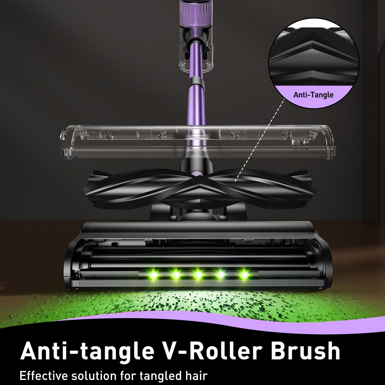Cordless Vacuum Cleaner, 10 in 1 Stick Vacuum with Powerful Suction, Hose, Green LED Light, Anti-Tangle V1313-AU-A27V-1