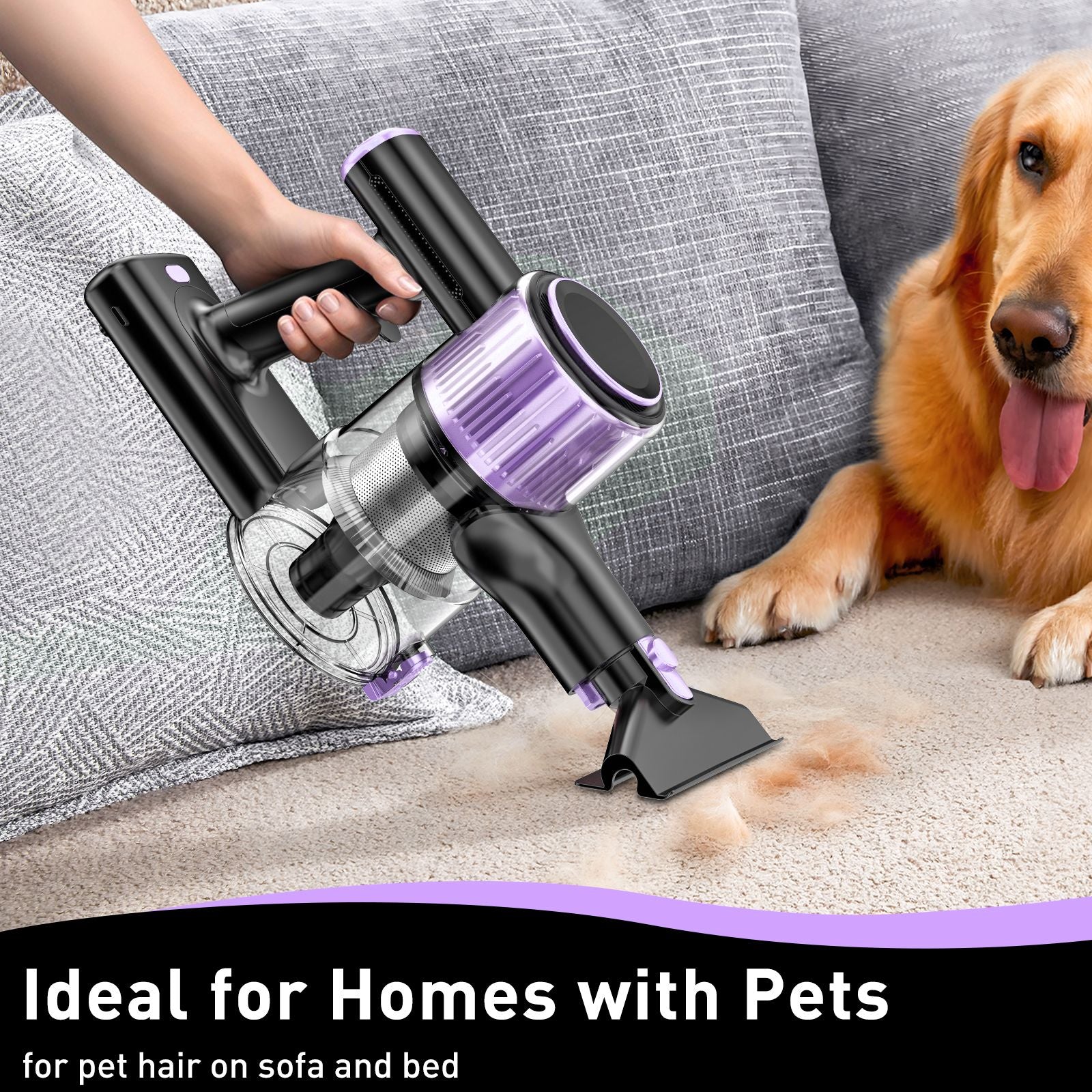 Cordless Vacuum Cleaner, 10 in 1 Stick Vacuum with Powerful Suction, Hose, Green LED Light, Anti-Tangle V1313-AU-A27V-1